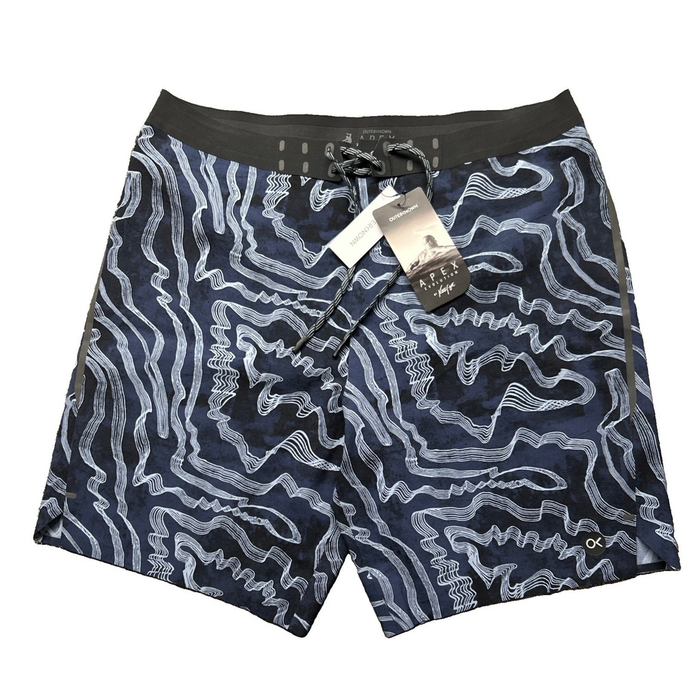 Outerknown Apex Evolution Mens Board Shorts 34 Blue Black Kelly Slater 1810058